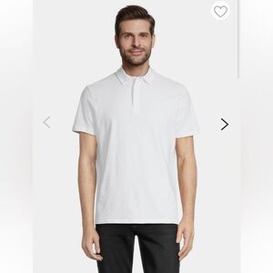 Horst men’s white polo shirt. Stretch organic cotton.  Size M. Covered buttons.